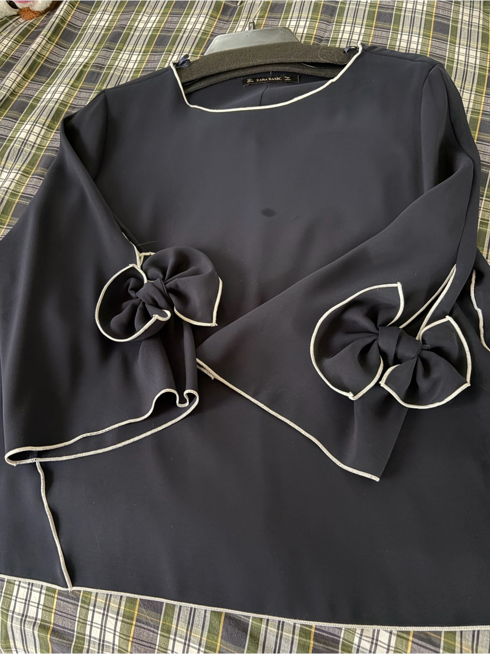 Zara Blouse with White Piping Trim